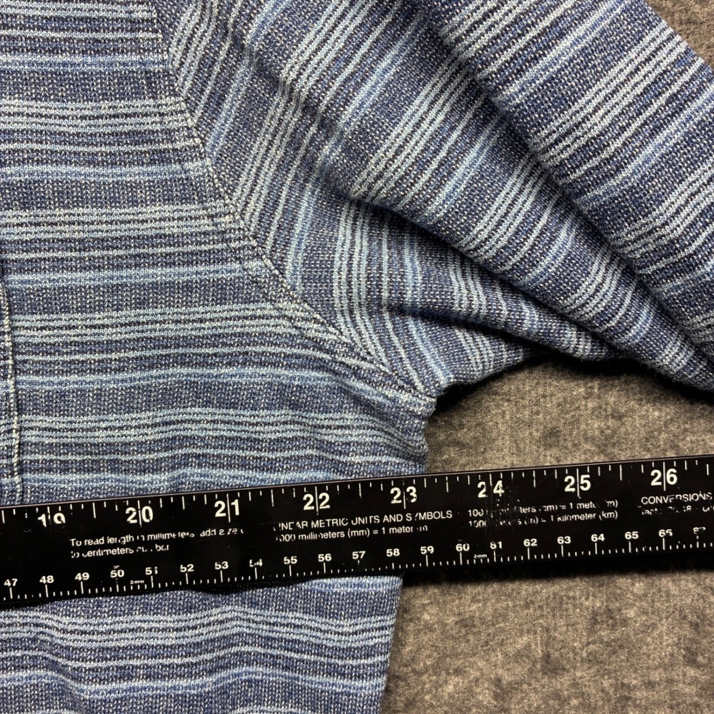 Faherty Mens XL Indigo Dyed Striped Knit Button Down Shirt Blue Long Sleeve - Picture 5 of 7